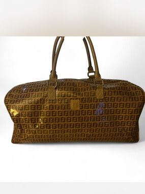 Fendi Monogram Coated Canvas Satchel in Brown and Tan